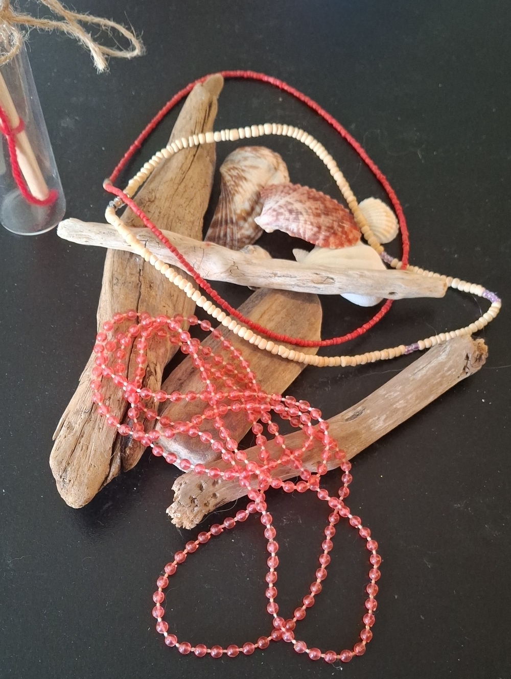 Red Beaded Layering Necklaces for Women